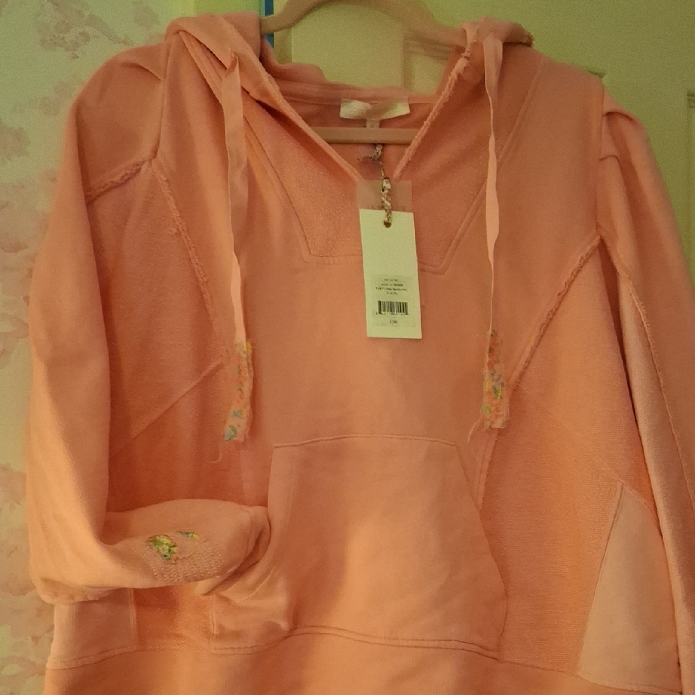 LoveShackFancy Aloutte Party Pink Hand Dye Hoodie NWT